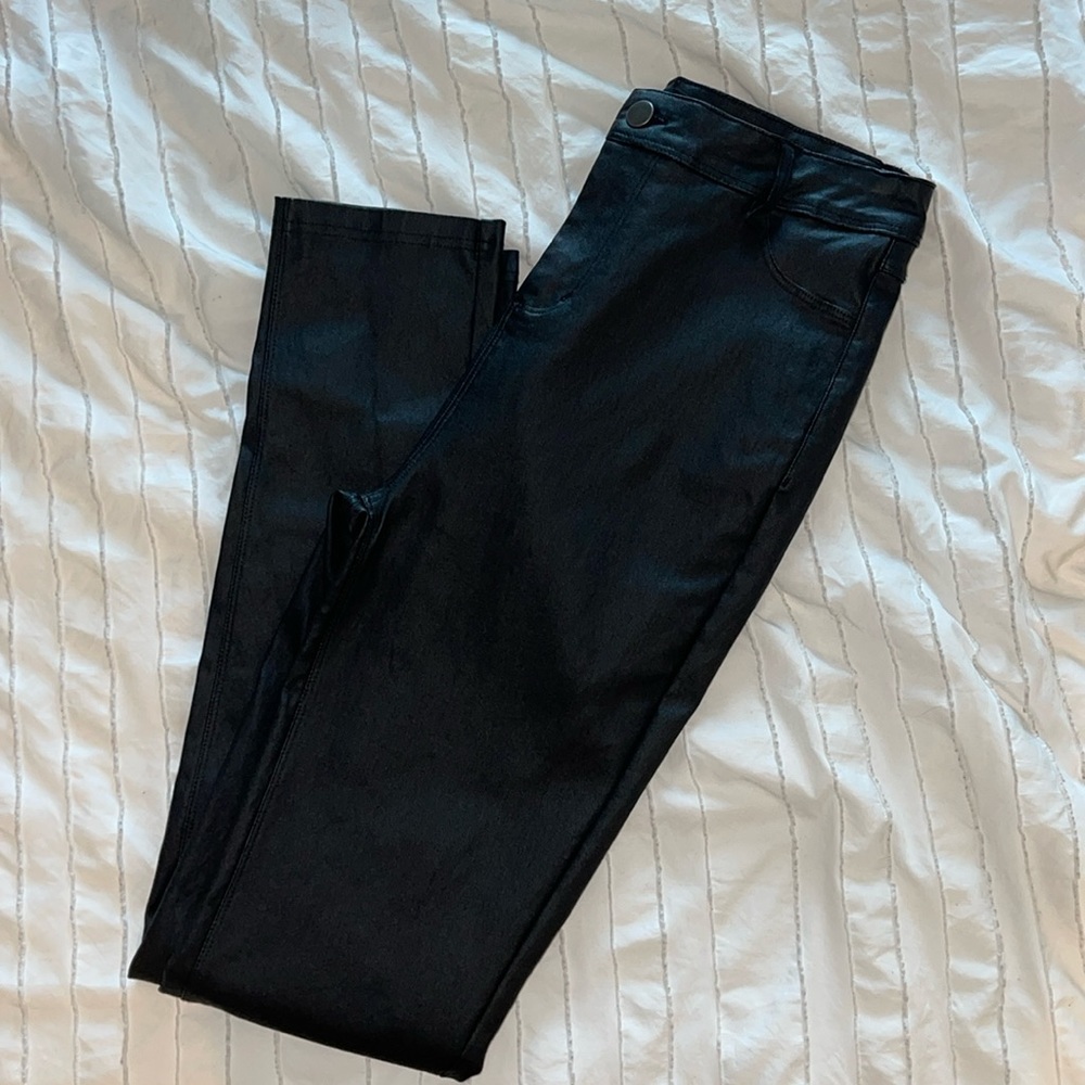 WINDSOR Black Faux Leather Skinny Jeans